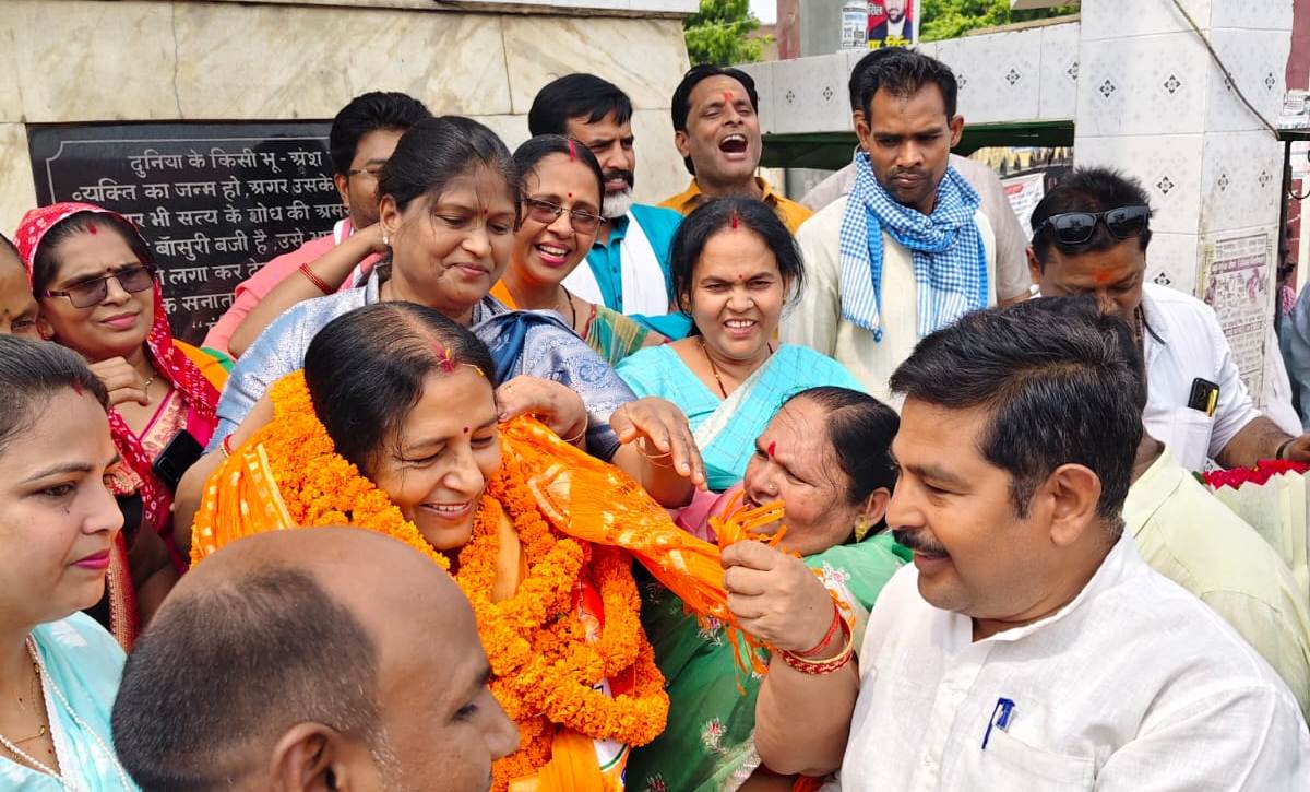 गाजीपुर: भाजपा महिला मोर्चा की नवनियुक्‍त प्रदेश अध्‍यक्ष सरोज कुशवाहा का हुआ भव्‍य स्‍वागत