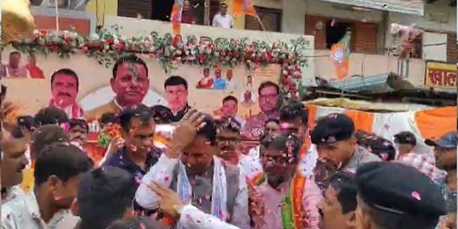 सोनभद्र: भाजपा प्रदेश अध्‍यक्ष पंकज चौधरी का हुआ भव्‍य स्‍वागत